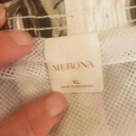 MERONA Men's XL ( 38-42") White/Moss Floral Brief Lined Trunks - Picture 6 of 12